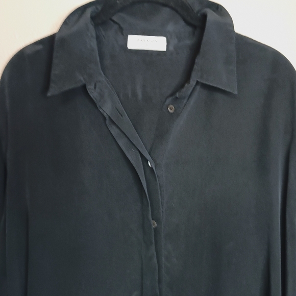 Aritzia Babaton Black 100% Silk Long Sleeve Button Down Shirt - Picture 7 of 7